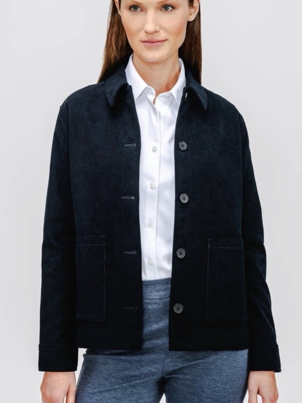 Brand New Ministry of Supply Women's Kinetic Corduroy Chore Coat Small Dark Navy